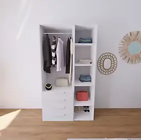 Dressing blanc 4 tiroirs GoodHome Atomia H. 225 x L. 125 x P. 58 cm