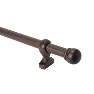 Kit barre à rideau 200cm bois foncé