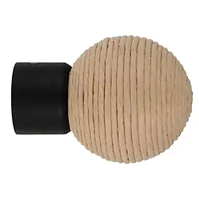 Embout boule striée, corde pour barre à rideau Lamia bois de hêtre beige Ø28mm GoodHome