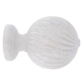 Embout boule striée pour barre à rideau Chalki bois de frêne blanc Ø28mm GoodHome