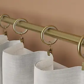 10 anneaux et crochets à pince tringle à rideau silencieux Elasa métal doré Ø16/19mm GoodHome
