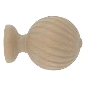 Embout boule striée pour barre à rideau Symi bois de frêne beige Ø28mm GoodHome