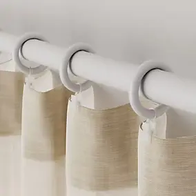 10 anneaux et crochets à pince tringle à rideau Volos bois de hêtre blanc Ø28mm GoodHome