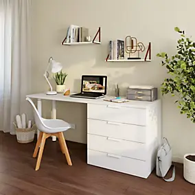 Commode blanche 4 tiroirs GoodHome Atomia H. 75 x L. 75 x P. 58 cm