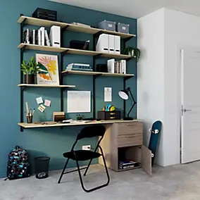 Armoire basse effet chêne 2 portes et 2 tiroirs GoodHome Atomia H. 75 x L. 50 x P. 58 cm