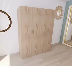 Armoire effet chêne double penderie 3 tiroirs GoodHome Atomia H. 225 x L. 175 x P. 58 cm