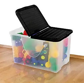 Boîte de rangement 58 L couvercle noir