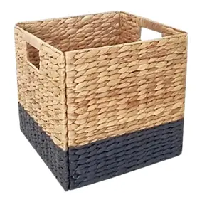 Boîte de rangement en fibre naturelle Mixxit coloris gris foncé