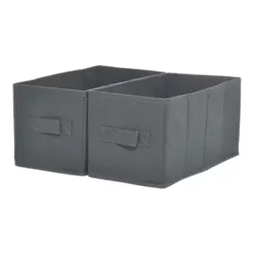 2 boîtes de rangement rectangulaires en textile Mixxit coloris gris foncé