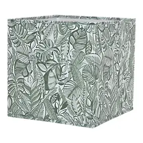 Boîte de rangement carrée en textile Mixxit coloris vert motif jungle