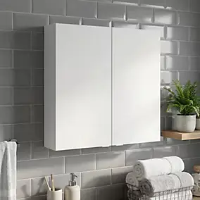 Armoire de salle de bains faible profondeur blanc mat l.60 x H.60 x P.15 cm, GoodHome Imandra