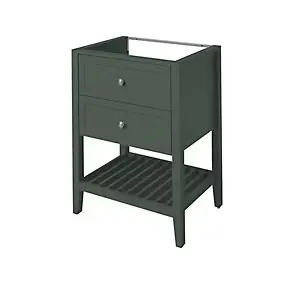 Meuble sous vasque à poser l.60 x H.80,6 x P.45 cm, vert mat, 2 tiroirs 1 niche, GoodHome Perma