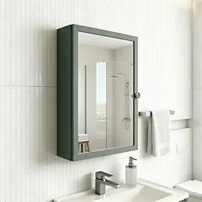 Armoire de toilette vert mat l.50 x H.70 x P.15 cm, GoodHome Perma