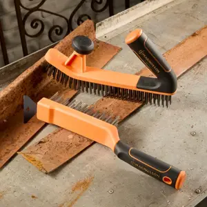 Lot 1 brosse métallique avec grattoir et 1 à 2 mains. Poils acier carbone