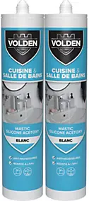 Mastic silicone acétoxy blanc Volden cuisine et salle de bains vendu par 2