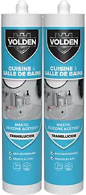 Mastic silicone acétoxy translucide Volden cuisine et salle de bains vendu par 2