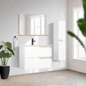 Ensemble meuble + vasque + miroir TOLIMA blanc – l. 60 X P. 45cm