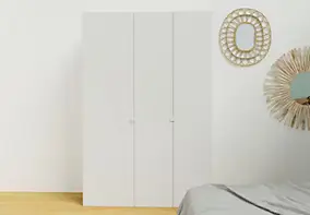 Armoire blanche double penderie 2 tiroirs GoodHome Atomia H. 187,5 x L. 125 x P. 45 cm