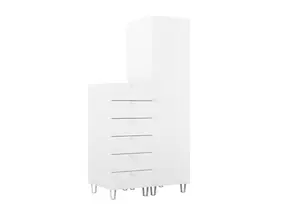 Armoire et commode blanches sur pieds 6 tiroirs chambre enfant GoodHome Atomia H. 198,5 x L. 100 x P. 58 cm