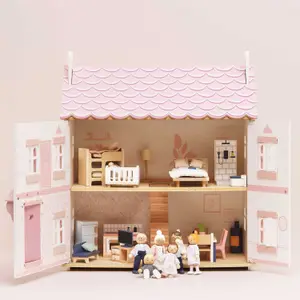 Ensemble de meubles pour maison de poupée en bois FSC (35 pièces)