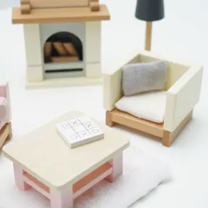 Salon pour maison de poupée en bois FSC