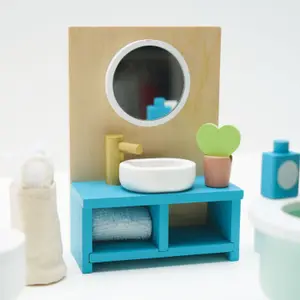 Salle de bain pour maison de poupée en bois FSC