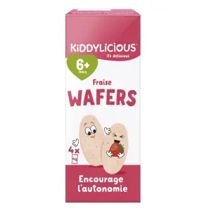 KIDDYLICIOUS Wafers Gaufrettes fraise dès 6 mois 4x2 gaufrettes 16g