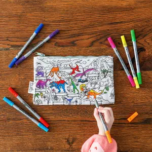 Trousse à colorier lavable et réutilisable Dino avec 10 feutres