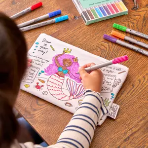 Trousse à colorier lavable et réutilisable Sirènes avec 10 feutres