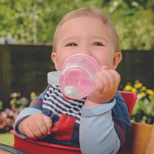 Tasse antifuite avec paille lestée Ourson Rose (200 ml)