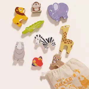 Animaux d'afrique en bois FSC à empiler