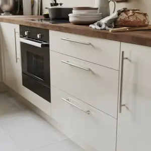 2 poignées de cuisine droites 33cm nickel brossé