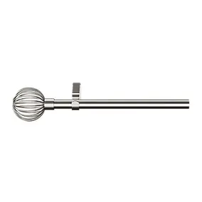 Ensemble barre à rideaux extensible embout cage Athens métal gris chromé Ø16/19cm 200/330cm GoodHome