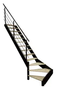 Escalier 1/4 tournant gauche + rampe bois et métal "Sanson"