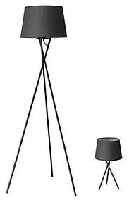 Ensemble lampe de table et lampadaire Gooban E27/E14 42W H.156cm noir GoodHome
