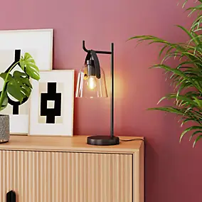 Lampe de table Calume E27 15W L.16xL.22,5xH.50cm noir GoodHome