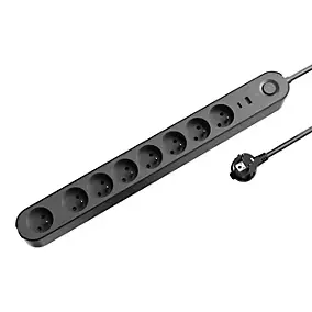 Multiprise 8 prises + 2 USB Jacobsen 1.5 m noir