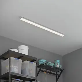 Réglette lumineuse Nehsi LED intégrée blanc neutre IP65 5600lm 60W L.70xl.160xH.5,6 cm gris GoodHome