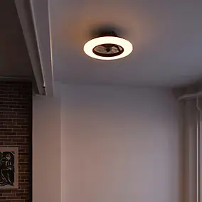 Ventilateur de plafond avec éclairage GoodHome Hewish coloris noir et blanc pour pièce de 15 m² Ø.58 cm