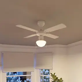 Ventilateur de plafond avec éclairage coloris blanc pour pièce de 8 m² Ø.90 cm