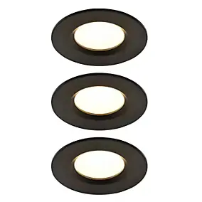 3 spots encastrables Etana LED intégrée blanc chaud IP65 410lm 4.7W Ø8.5cmxH.3.1cm métal noir GoodHome