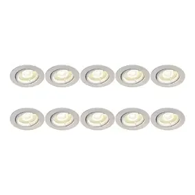 10 spots encastrables Salk GU10 blanc neutre IP20 450lm 4.9W Ø8.5xH.9.4cm blanc GoodHome