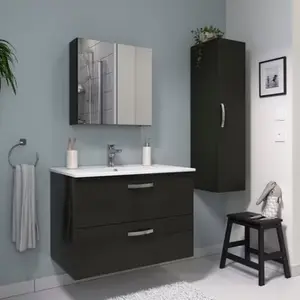 Meuble sous vasque à suspendre gris "Aruna" L. 80 x H. 55 x P. 45 cm