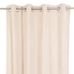 Rideau œillets GoodHome Cayuga beige velours l.140 x H.260 cm