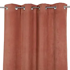 Rideau occultant œillets GoodHome Cather terracotta chenille l.140 x H.260 cm