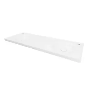Plan double vasque en céramique blanc l.120 x P.45 cm avec plage de dépose au centre, Kentia