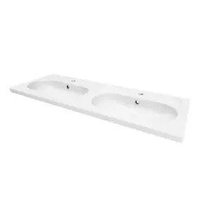 Plan vasque double en céramique blanc l.120,6 x H.12,3 x P.45,2 cm, GoodHome levanna