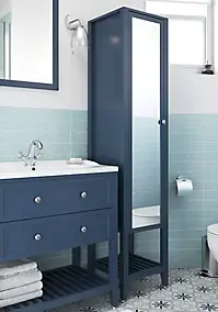 Colonne de salle de bains à poser avec miroir bleu mat l.40,2 x H.185 x P.36,1 cm, GoodHome Perma