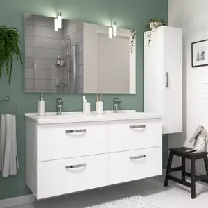 Meuble sous vasque double à suspendre blanc "Aruna" L. 120 x H. 55 x P.45 cm