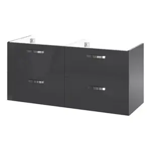 Meuble sous vasque double à suspendre gris "Aruna" L. 120 x H. 55 x P.45 cm